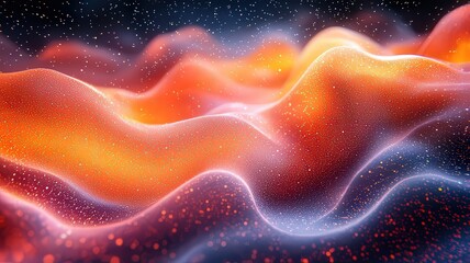 Wall Mural - vibrant abstract waves of orange and blue light, creting a mesmerizing flow, prfect for technology, 