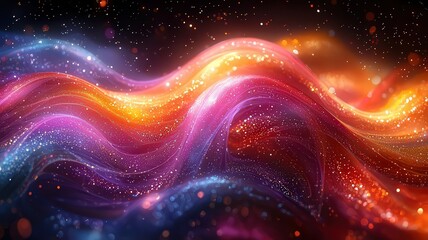 Wall Mural - vibrant abstract waves of color and light, swirling ith cosmic sparkles, perfet for creative project