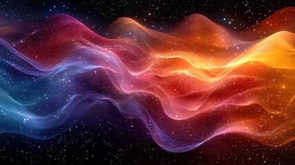 Wall Mural - vibrant cosmic waves of coor flowing through a starr backdrop, evoking a senseof wonder and creativi