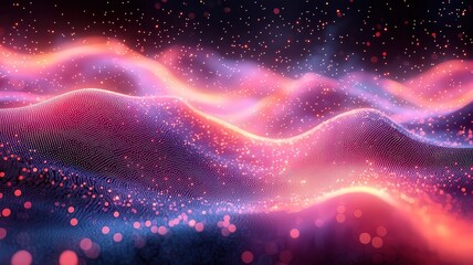 Wall Mural - vibrant abstract waves of light and color, creating mesmerizing cosmic landscpe filled with sparklin