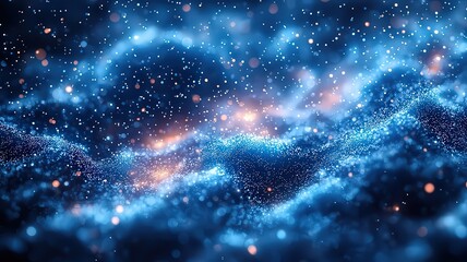 Wall Mural - stunning cosmic landscape featuring vibrant blue neblae and sparkling stars, prfect for science, tec