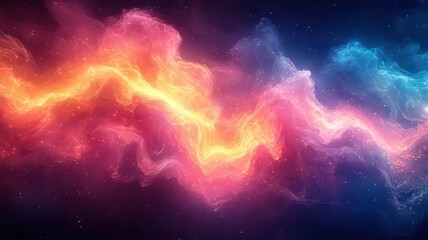 Wall Mural - vibrant cosmic nebula with swirling hues of pink, ornge, and blue, creating a esmerizing visual of i