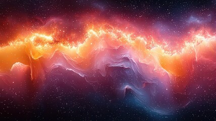 Wall Mural - vibrant cosmic nebula with swirling orange and purpl hues, evoking a sense of onder and exploration 