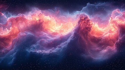 Wall Mural - vibrant cosmic nebula: a stunning display of swirlin clouds and radiant colorsin deep space, perfect