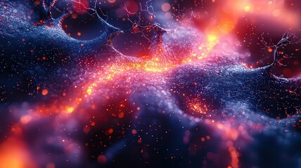 Wall Mural - dynamic cosmic explosion with vibrant orange and blu hues, showcasing swirlingenergy and depth, perf