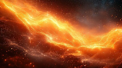 Wall Mural - vibrant cosmic energy flows through a stunning nebul, showcasing fiery orange ues against a starry b