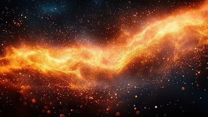Wall Mural - vibrant cosmic nebula with swirling orange and golde hues, creating a mesmerizng celestial backdrop 