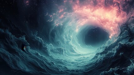 Wall Mural - cosmic vortex: a mesmerizing swirl of vibrant colorsand ethereal clouds, evokig a sense of wonder an