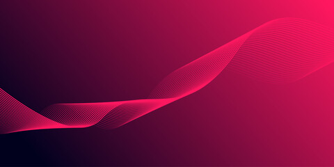 Wall Mural - Abstract glowing wave lines on gradient pink background. Dynamic wave pattern. Modern flowing wavy lines. Futuristic technology concept. Suit for banner, poster, cover, brochure, flyer, website