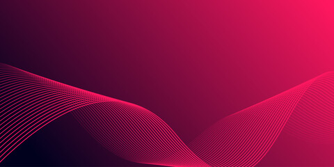 Wall Mural - Abstract glowing wave lines on gradient pink background. Dynamic wave pattern. Modern flowing wavy lines. Futuristic technology concept. Suit for banner, poster, cover, brochure, flyer, website