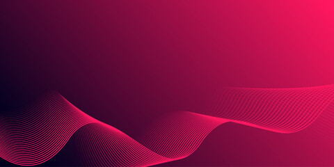 Wall Mural - Abstract glowing wave lines on gradient pink background. Dynamic wave pattern. Modern flowing wavy lines. Futuristic technology concept. Suit for banner, poster, cover, brochure, flyer, website