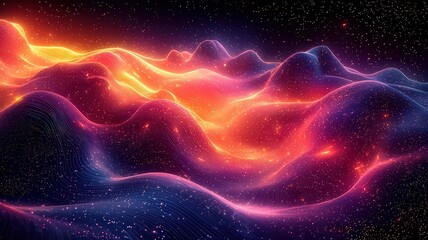 Wall Mural - vibrant cosmic landscape with flowing waves of colorul energy, evoking a senseof wonder and explorat