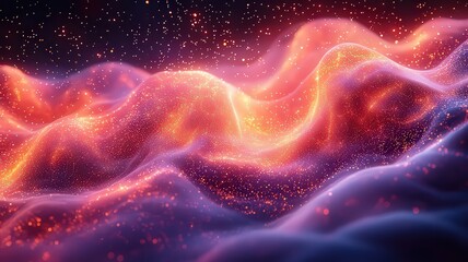 Wall Mural - vibrant abstract waves of light and color, creating mesmerizing cosmic landscpe filled with glowing 