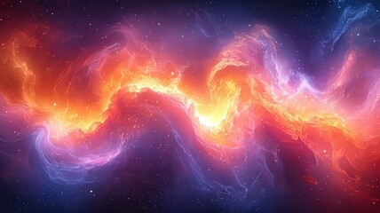 Wall Mural - vibrant cosmic nebula swirling in hues of orange andpurple, evoking a sense ofwonder and exploration