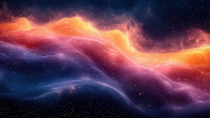 Wall Mural - vibrant cosmic nebula with swirling colors of orange pink, and blue, evoking asense of wonder and ex