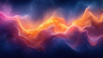 Wall Mural - vibrant cosmic waves of pink and orange hues flowingthrough a deep blue space,evoking a sense of won
