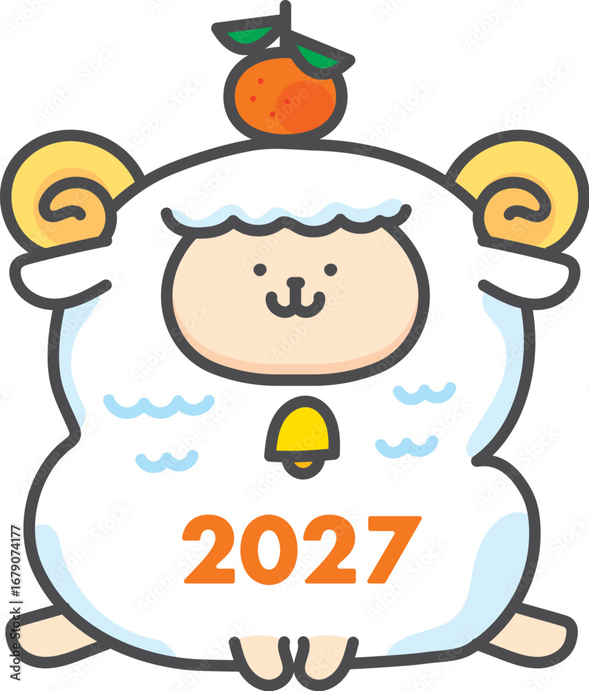 ひつじのキャラクターイラスト 干支 未年 2027ね Stock Vector | Adobe