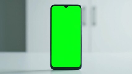 Modern smartphone with vibrant green screen display for creative content creation