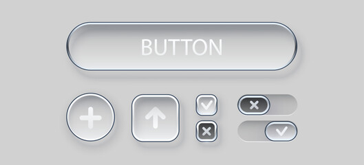 Wall Mural - modern glass button ui set. modern liquid glass button set. switch, toggle, radio button.