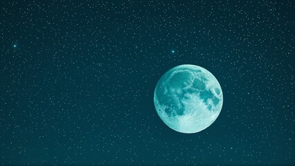 Wall Mural - Teal Moon Night Sky.