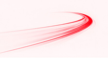 Bright red luminous abstract beam with stripes.
