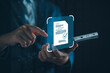 © LALAKA - Businessman manage digital procurement process with business contract, invoice, approval documents, representing B2B sourcing, vendor management, supply chain.