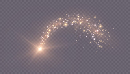 Wall Mural - golden magic comet light effect with lots of sparkling bokke and shimmering light effects. magic gol