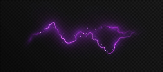 Wall Mural - purple electrical lightning with jagged outline and soft glow on dark background. energetic plasma a