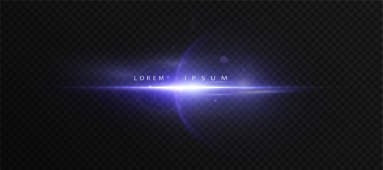 Wall Mural - blue cosmic glow with horizon flare and shining particles on dark background, perfect for sci-fi art