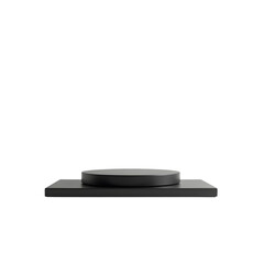 Black minimalist display platform isolated on transparent background