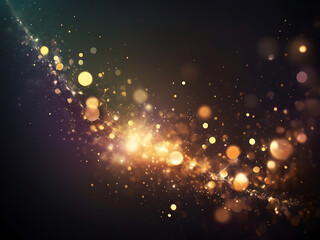 Wall Mural - Abstract glowing golden bokeh lights and bubbles creating a magical and festive atmosphere