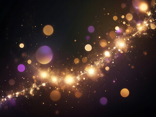 Wall Mural - Abstract glowing golden bokeh lights and bubbles creating a magical and festive atmosphere