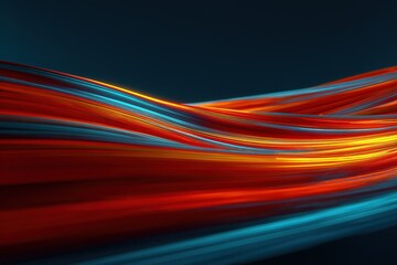 Wall Mural - Colorful light trails create a dynamic abstract design in vibrant red and blue tones on a dark background