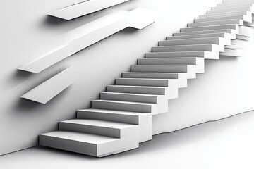 Wall Mural - White Staircase with Geometric Wall Projections