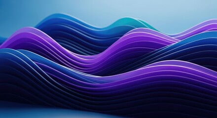 Wall Mural - Abstract Background of Colorful Wave Layers in Blue, Purple, and LightBlue