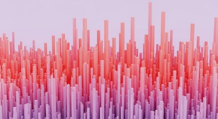 Wall Mural - Abstract Rising Bar Chart Columns in Gradients of Red, Pink, and Purple Tones