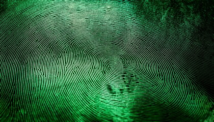 intricate green fingerprint pattern illuminated by soft light