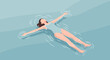 © Maftah - Relaxing Woman Floats Gracefully in Tranquil Water Under A Summer Sun, Peacefulness Embodied