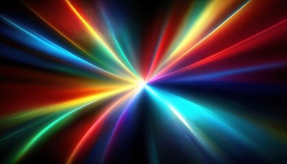 Wall Mural - radiant multicolor light burst with glowing spectrum beams on dark background ideal for digital wall