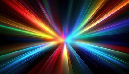 Wall Mural - radiant multicolor light burst with glowing spectrum beams on dark background ideal for digital wall