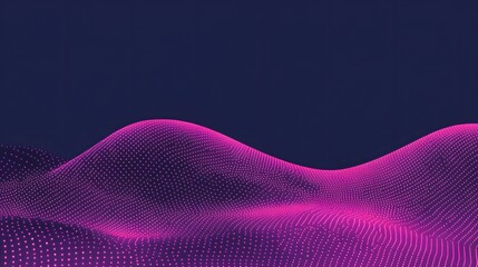 Wall Mural - Abstract Pink Dotted Wave Background, Futuristic Digital Landscape Illustration