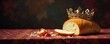 © Yasotaro - A majestic crown sits atop a sparsely decorated table, next to a single, half-eaten loaf of bread, signifying hunger and powerlessness , emptiness, throne, famine