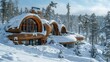 © Asad - A cluster of earth houses covered in snow on a sunny winter day