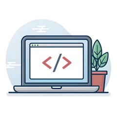 Laptop program code icon.