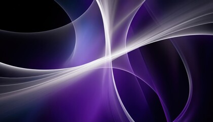 Wall Mural - flowing white light waves on deep purple gradient background creating futuristic abstract design for
