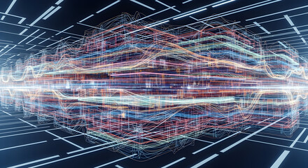 Abstract Digital Data Stream, Futuristic Technology (AI Generated)