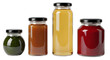 © Garrota - Assorted glass jars filled with sauces and condiments on transparent background