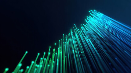 Wall Mural - digital lines create vibrant visual effect, showcasing blend of blue and green colors against dark b