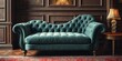 © yoyoh - Deep buttoned velvet chaise lounge in antique setting, homely, settee
