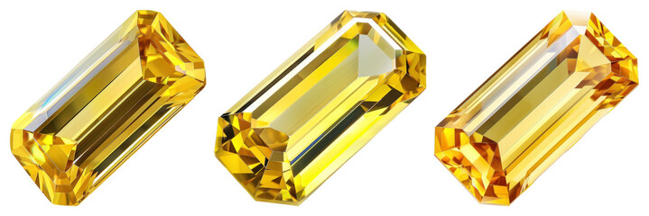 Wall Mural - Three radiant yellow gemstones aligned